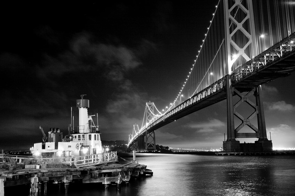 Bay Bridge and Fire Station - Black and White